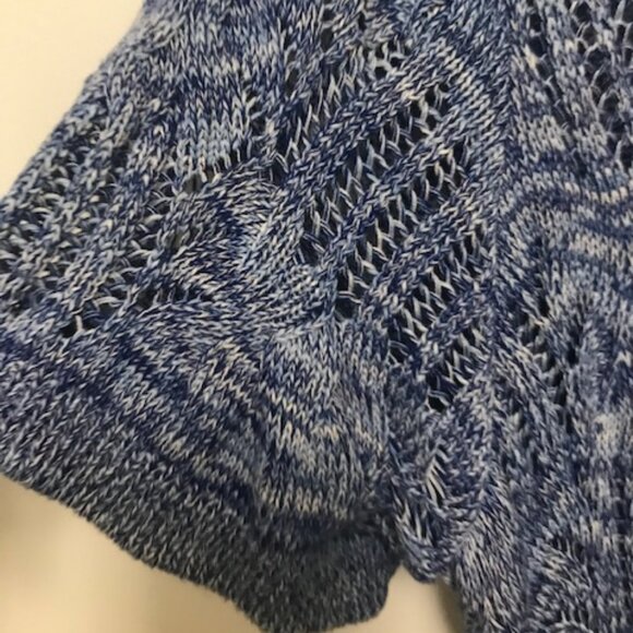 INC INTERNATIONAL CONCEPTS WOMAN BLUE LACE SHORT SLEEVE SWEATER - Picture 4 of 5